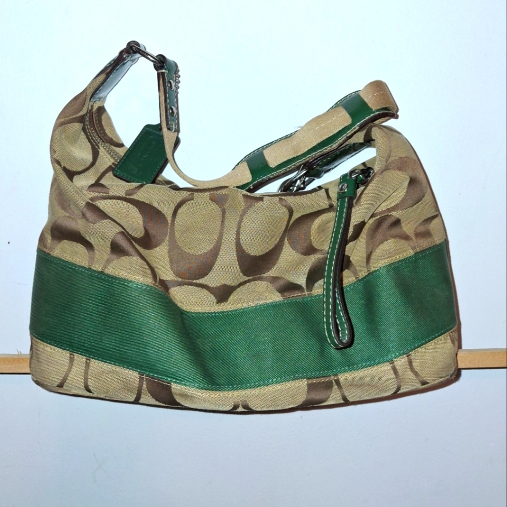 Coach Green and Brown Shoulder Bag